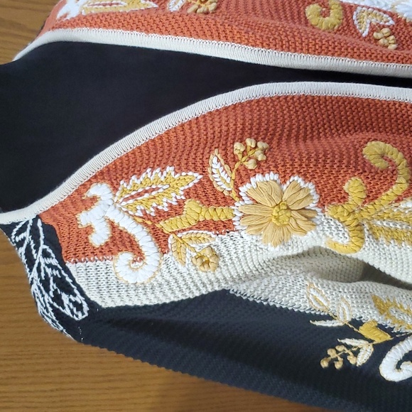 Soft surroundings cotton embroidered long line oversized chunky cardigan - Picture 2 of 8